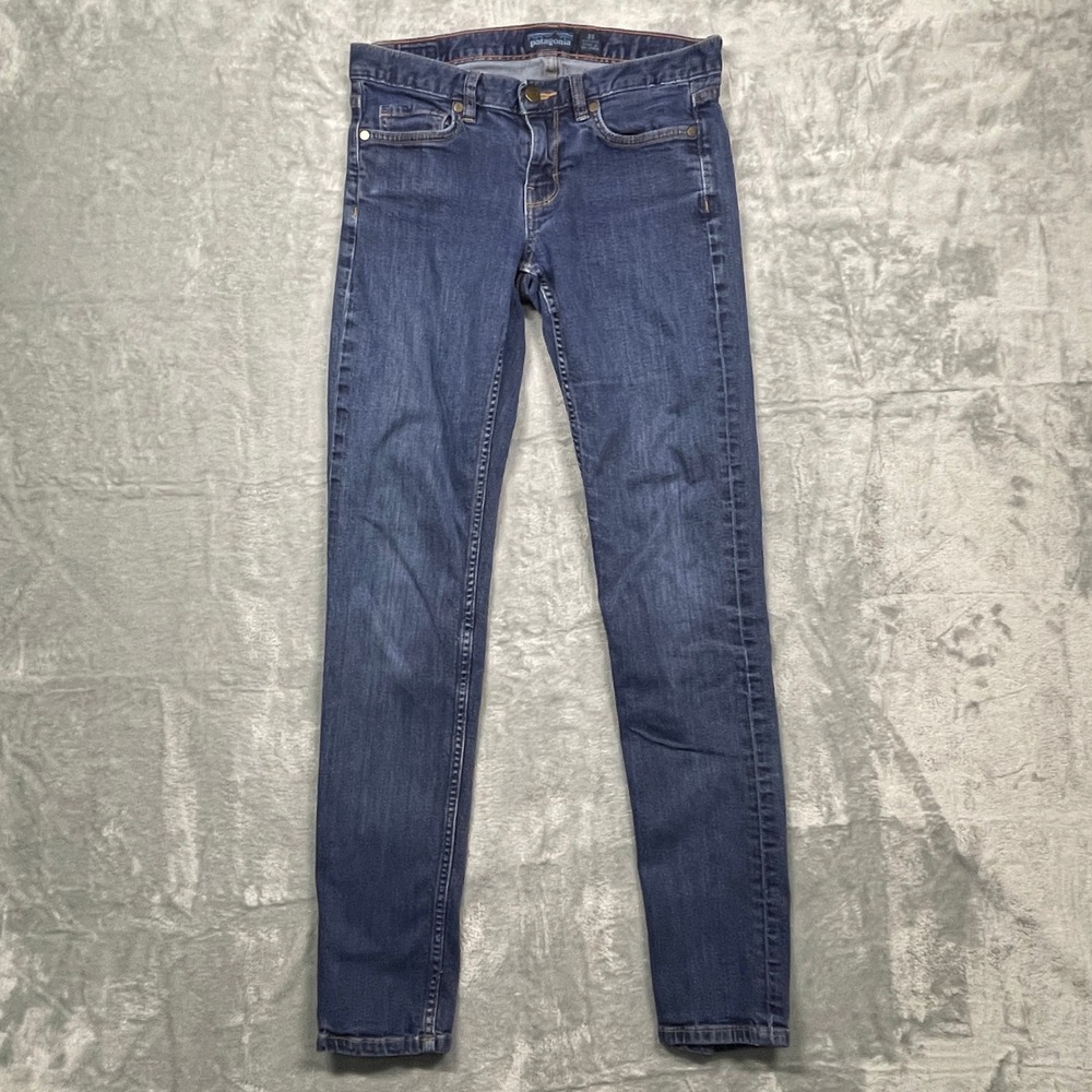 Patagonia Slim Jeans Womens 28 Blue Dark Wash Organic Cotton Stretch Low Rise